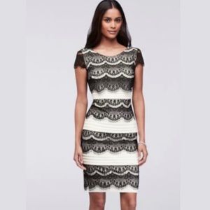 Melrose White Dress with Black Lace Size 14